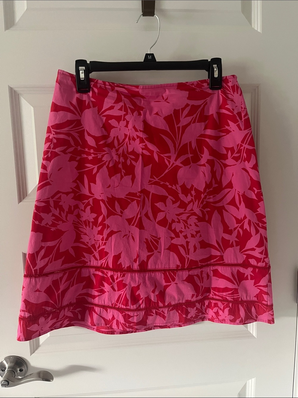 St. John's Bay Hot Pink and Red Floral A-Line Skirt